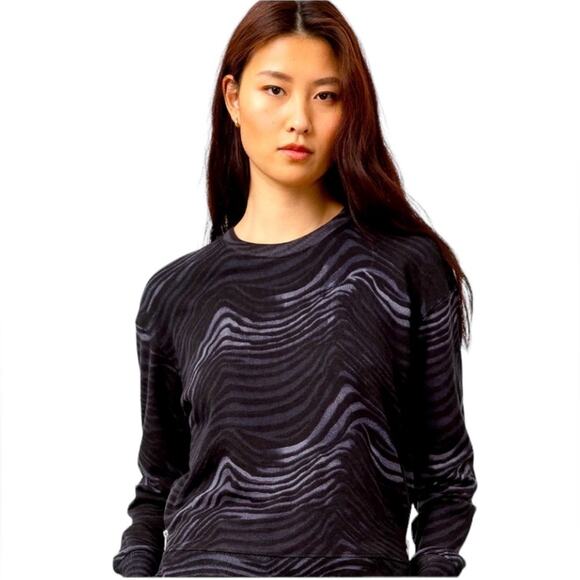 Rails Marlo Charcoal Watercolor Stripes Pullover Sweatshirt Side Zippers, size M - Picture 1 of 8